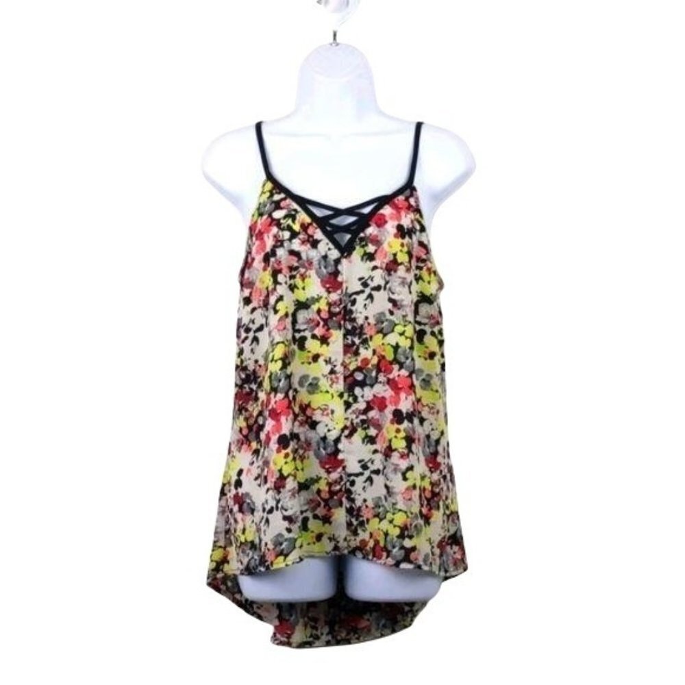 Studio Y Tank Top Cream, Red & pink high/low Women's  Size M
